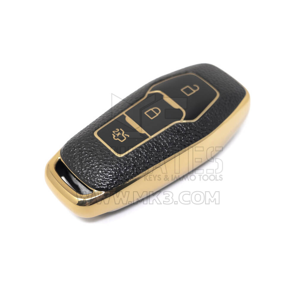 Nueva cubierta de cuero dorado Nano de alta calidad para llave remota Ford, 3 botones, Color negro, Ford-C13J3 | Cayos de los Emiratos