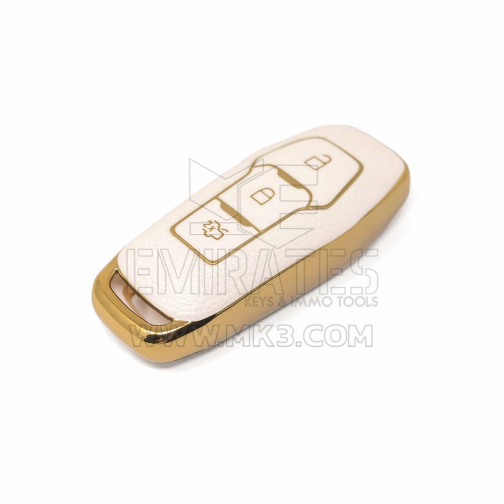 Nano Gold Leather Cover Ford Remote Key 3B White Ford-C13J3 | MK3