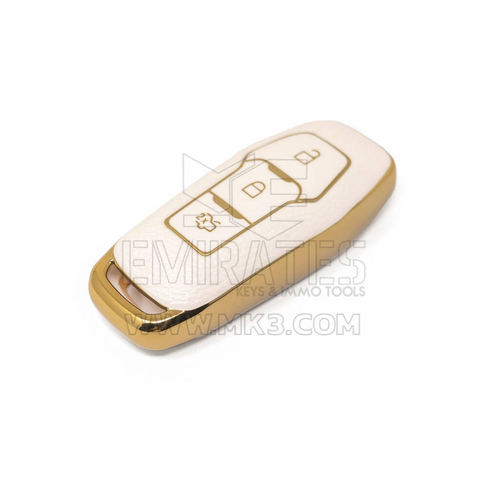 Funda de Cuero Nano Oro Llave Mando Ford 3B Blanco Ford-C13J3 | MK3