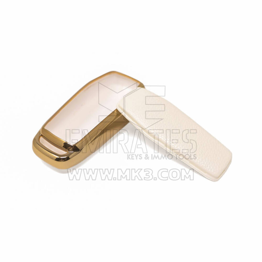 New Aftermarket Nano High Quality Gold Leather Cover For Ford Remote Key 3 Buttons White Color Ford-C13J3 | Emirates Keys