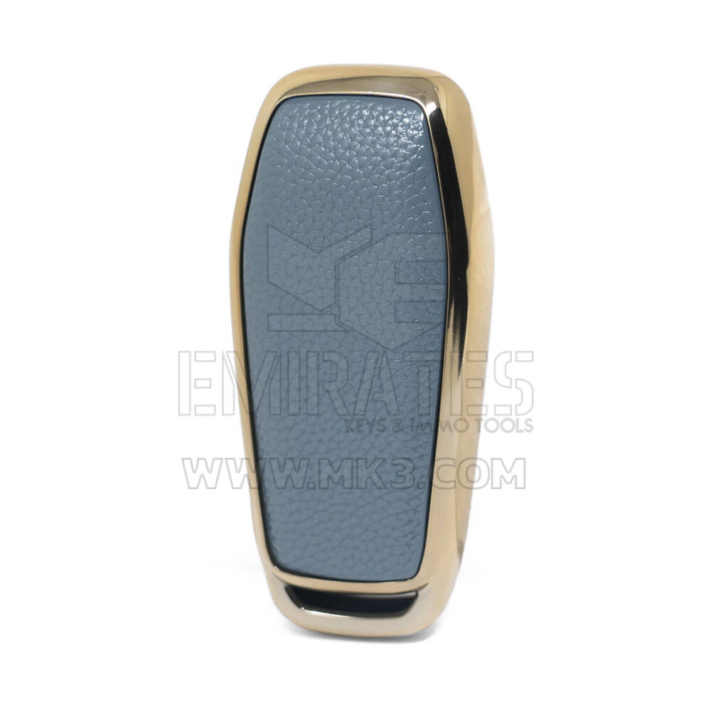Кожаный чехол с нано-золотистым покрытием Ford Remote Key 3B, серый Ford-C13J3 | МК3