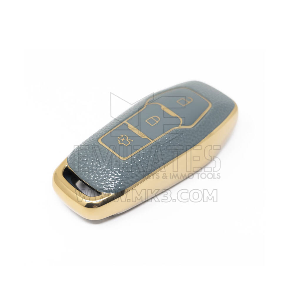 جديد ما بعد البيع نانو غطاء جلد ذهبي عالي الجودة لمفتاح فورد البعيد 3 أزرار رمادي اللون Ford-C13J3 | مفاتيح الإمارات