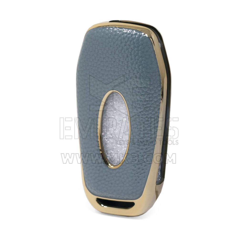 Nano Gold Leather Cover Ford Flip Key 3B Gray Ford-F13J | MK3