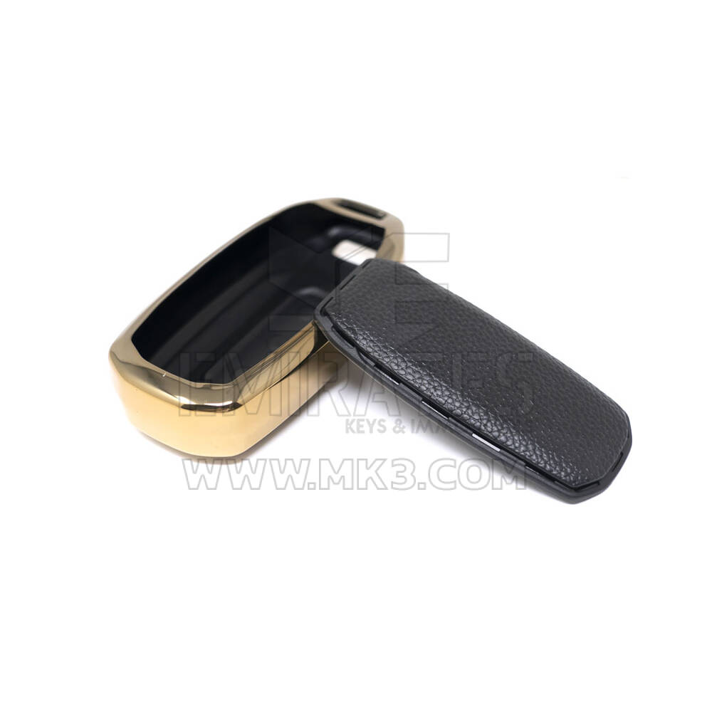 New Aftermarket Nano High Quality Gold Leather Cover For Ford Remote Key 3 Buttons Black Color Ford-H13J3 | Emirates Keys