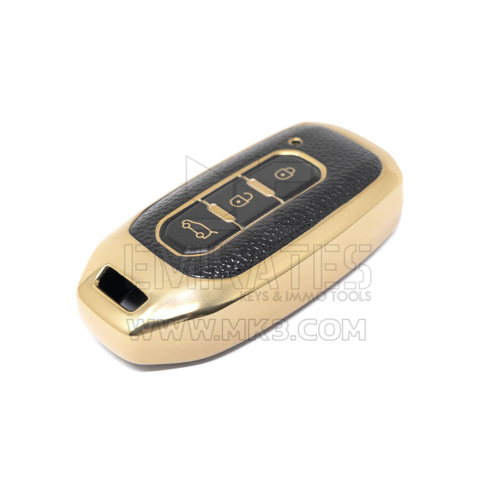 Nuova cover in pelle dorata aftermarket Nano di alta qualità per chiave remota Ford 3 pulsanti colore nero Ford-H13J3 | Chiavi degli Emirati
