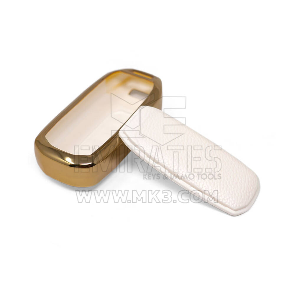 New Aftermarket Nano High Quality Gold Leather Cover For Ford Remote Key 3 Buttons White Color Ford-H13J3 | Emirates Keys