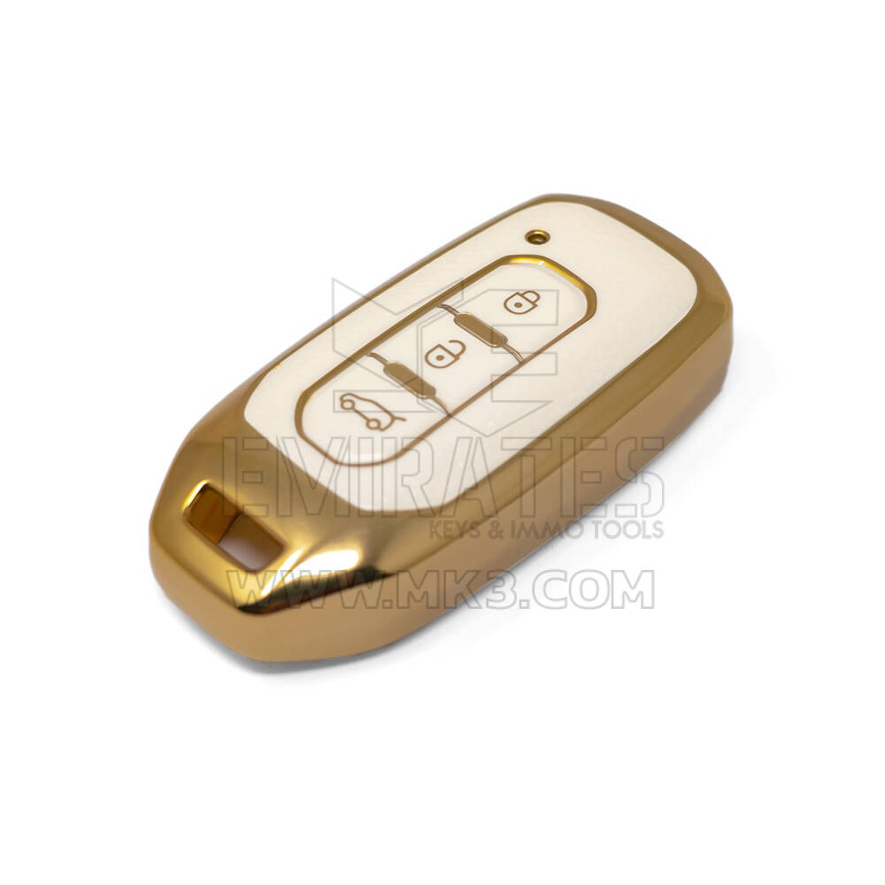 New Aftermarket Nano High Quality Gold Leather Cover For Ford Remote Key 3 Buttons White Color Ford-H13J3 | Emirates Keys