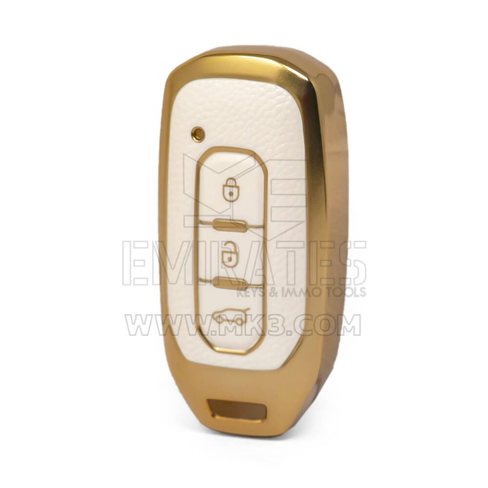 Нано-высококачественный золотой кожаный чехол для дистанционного ключа Ford с 3 кнопками белого цвета Ford-H13J3