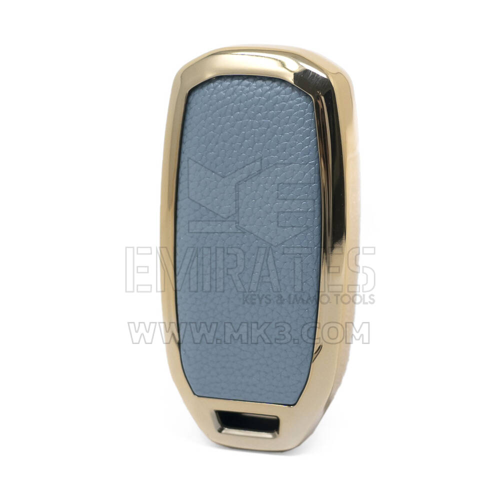 Кожаный чехол с нано-золотистым покрытием Ford Remote Key 3B, серый Ford-H13J3 | МК3