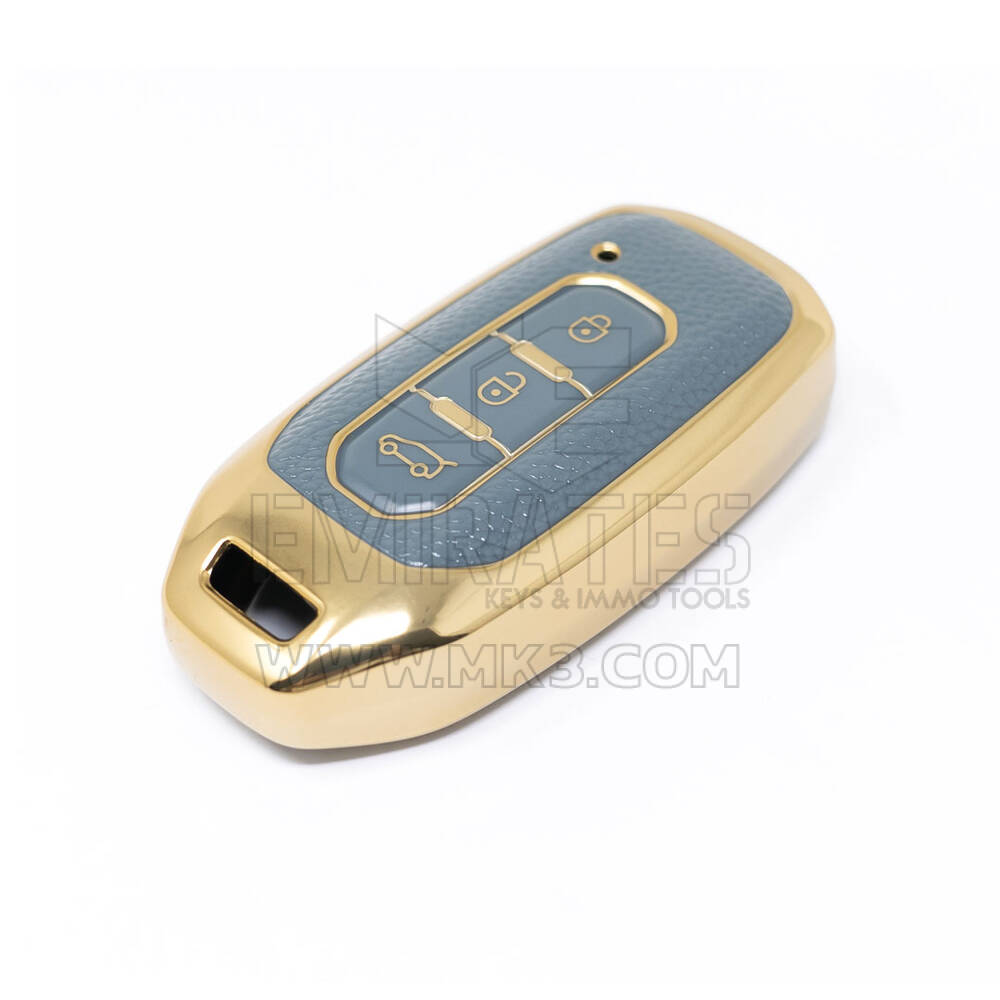 New Aftermarket Nano High Quality Gold Leather Cover For Ford Remote Key 3 Buttons Gray Color Ford-H13J3 | Emirates Keys