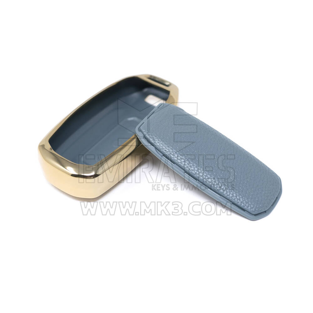 New Aftermarket Nano High Quality Gold Leather Cover For Ford Remote Key 3 Buttons Gray Color Ford-H13J3 | Emirates Keys