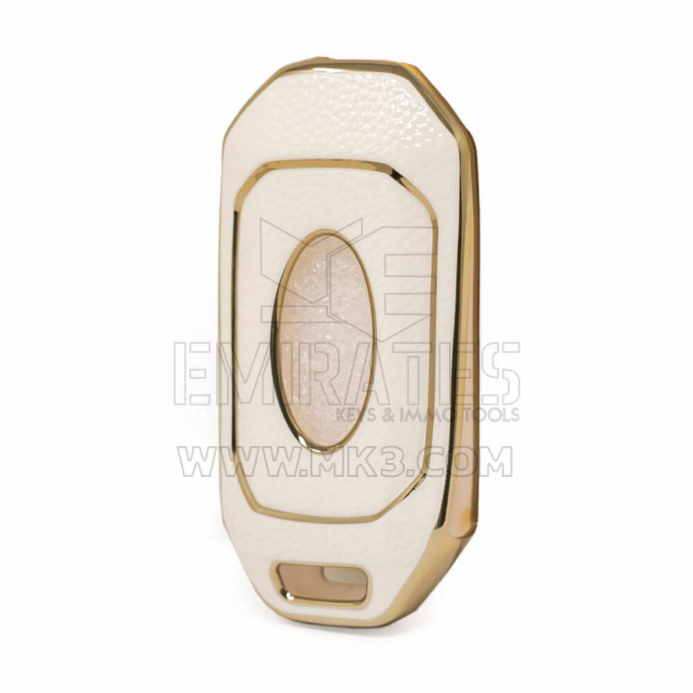 Étui en cuir Nano doré pour clé Ford Flip 3B blanc Ford-I13J | MK3