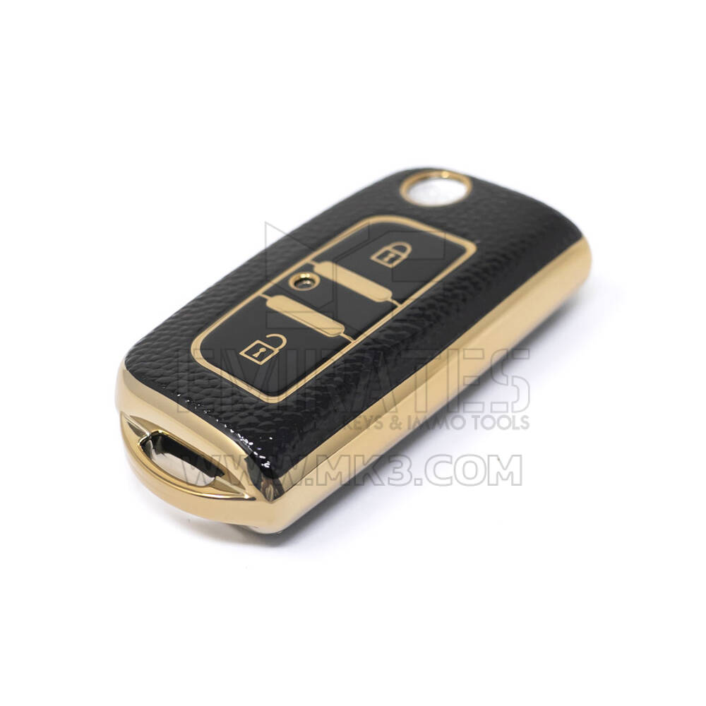 Nueva Funda de cuero dorado de alta calidad Nano del mercado de accesorios para llave remota Foton Flip 2 botones Color negro FT-A13J | Cayos de los Emiratos