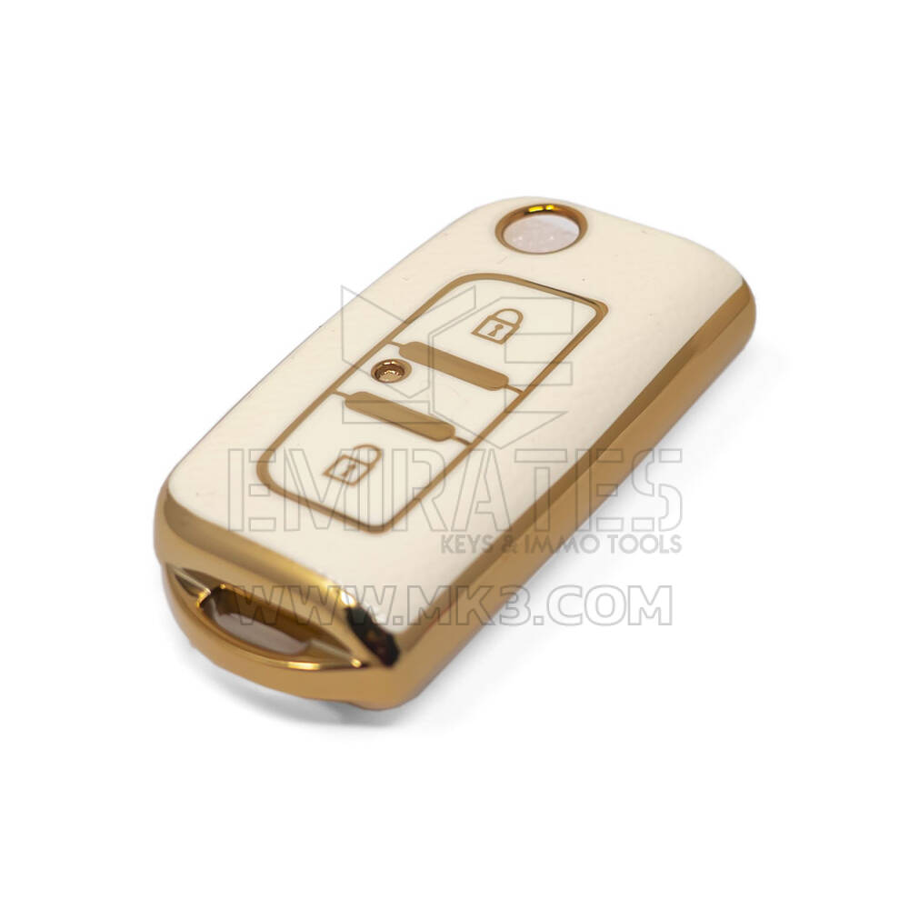 Nueva Funda de cuero dorado de alta calidad Nano del mercado de accesorios para llave remota Foton Flip 2 botones Color blanco FT-A13J | Cayos de los Emiratos