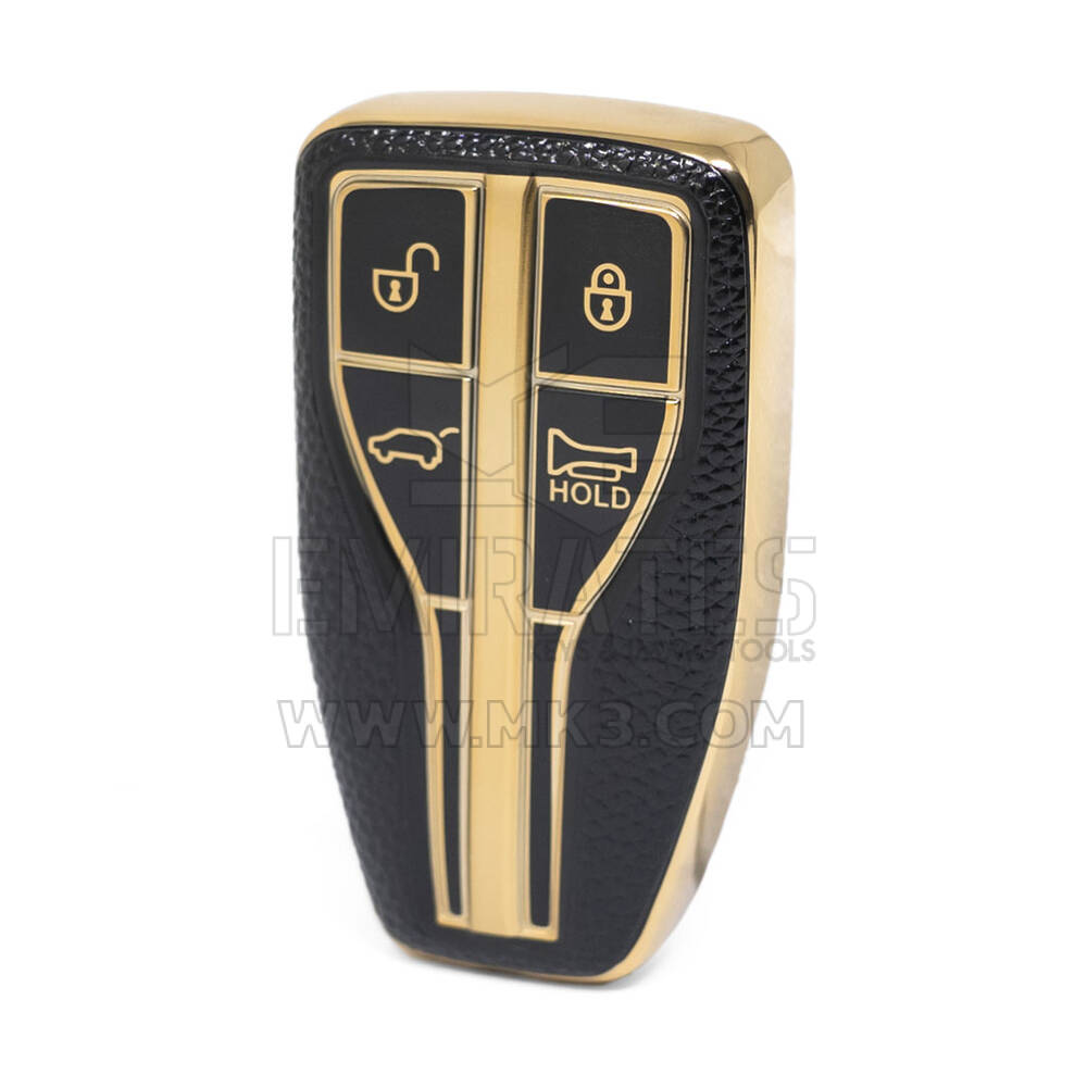 Funda de cuero dorado Nano de alta calidad para mando a distancia Hongqi, 4 botones, Color negro, HQ-A13J4A