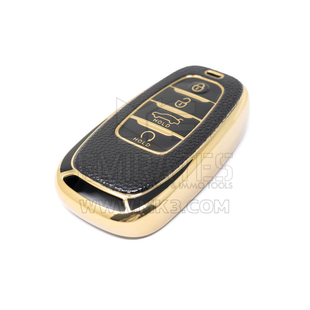 Nueva funda de cuero dorado Nano de alta calidad para mando a distancia Hongqi, 4 botones, Color negro, HQ-B13J | Cayos de los Emiratos