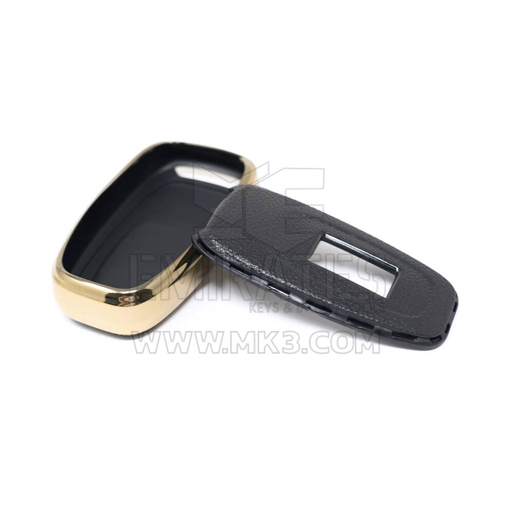 New Aftermarket Nano High Quality Gold Leather Cover For Hongqi Remote Key 4 Buttons Black Color HQ-B13J | Emirates Keys