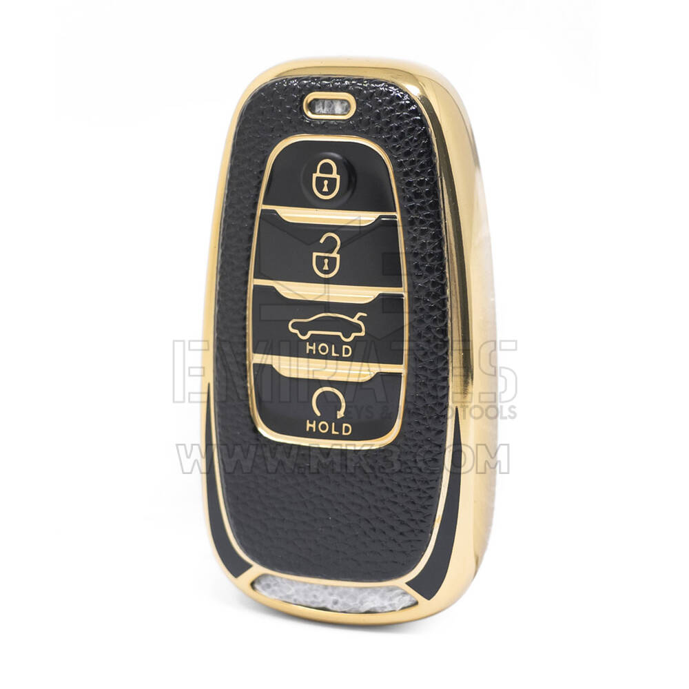 Funda de cuero dorado Nano de alta calidad para mando a distancia Hongqi, 4 botones, Color negro, HQ-B13J
