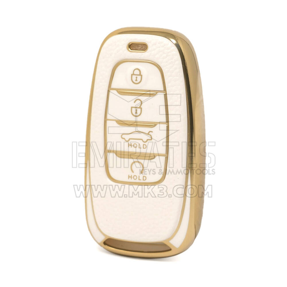 Nano Funda de cuero dorado de alta calidad para mando a distancia Hongqi, 4 botones, Color blanco, HQ-B13J