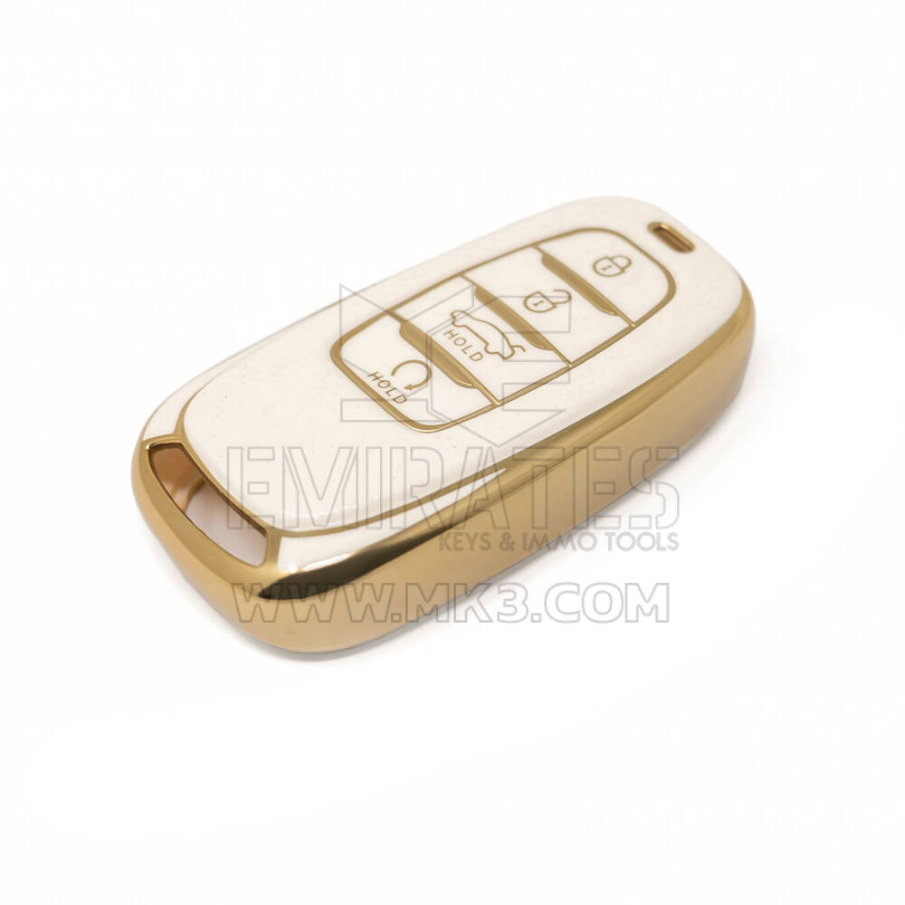 Nueva funda de cuero dorado Nano de alta calidad para mando a distancia Hongqi, 4 botones, Color blanco, HQ-B13J | Cayos de los Emiratos