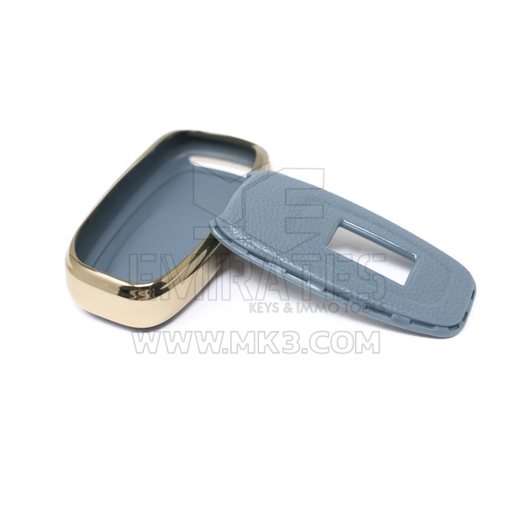 New Aftermarket Nano High Quality Gold Leather Cover For Hongqi Remote Key 4 Buttons Gray Color HQ-B13J | Emirates Keys