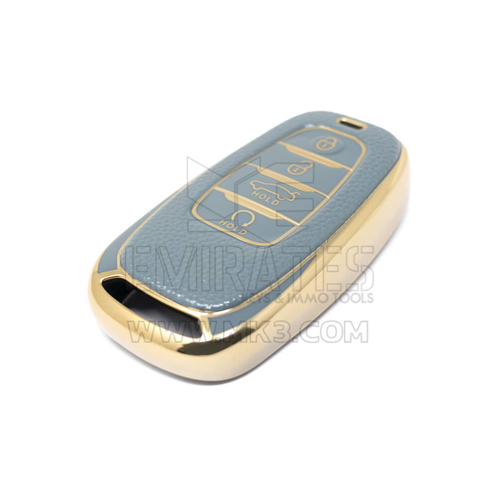 Nueva cubierta de cuero dorado Nano de alta calidad para mando a distancia Hongqi, 4 botones, Color gris, HQ-B13J | Cayos de los Emiratos