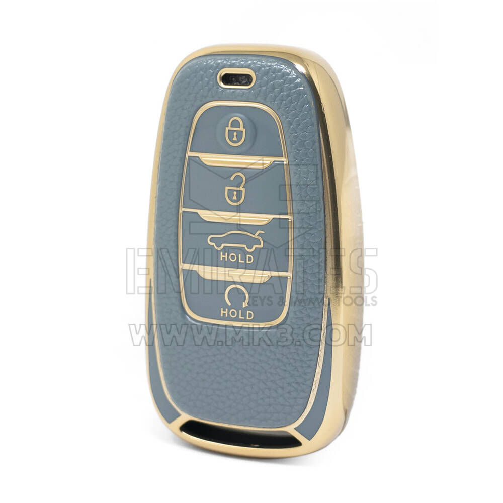Funda de cuero dorado Nano de alta calidad para mando a distancia Hongqi, 4 botones, Color gris, HQ-B13J