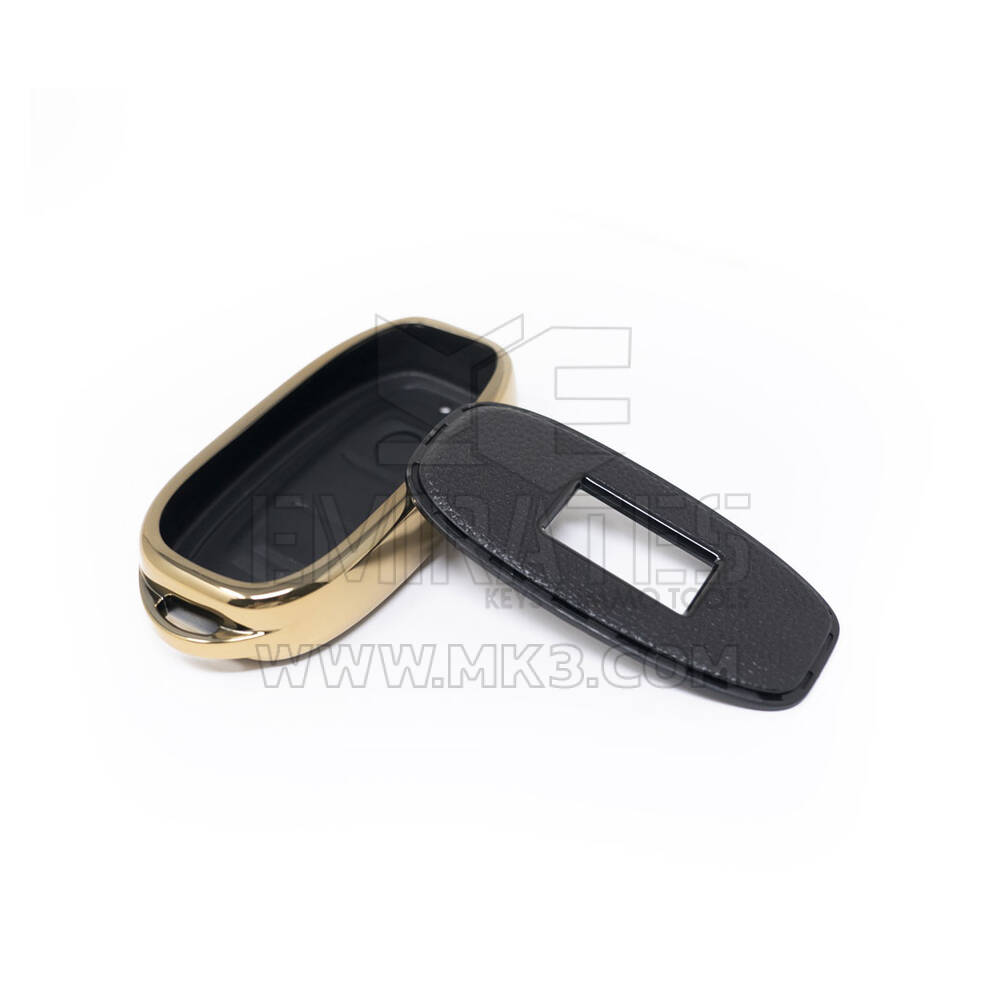 New Aftermarket Nano High Quality Gold Leather Cover For Hongqi Remote Key 3 Buttons Black Color HQ-C13J | Emirates Keys