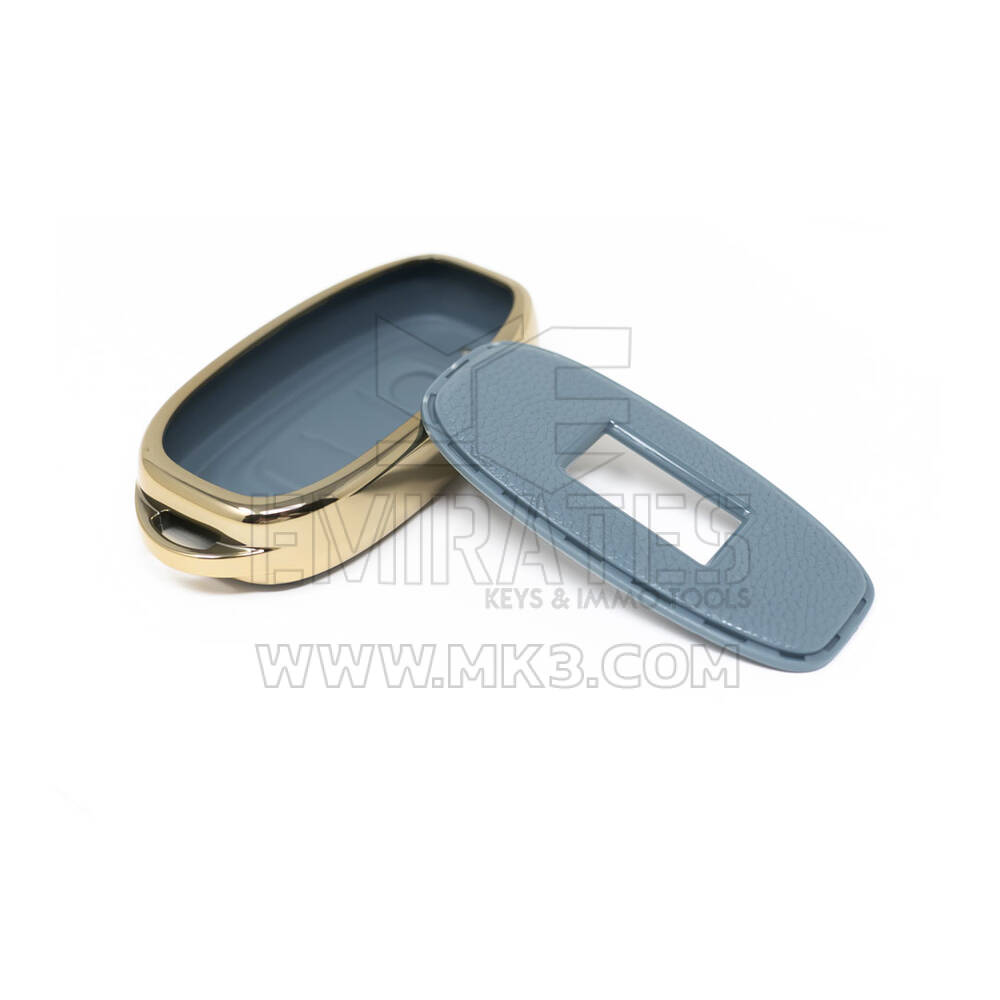 New Aftermarket Nano High Quality Gold Leather Cover For Hongqi Remote Key 3 Buttons Gray Color HQ-C13J | Emirates Keys