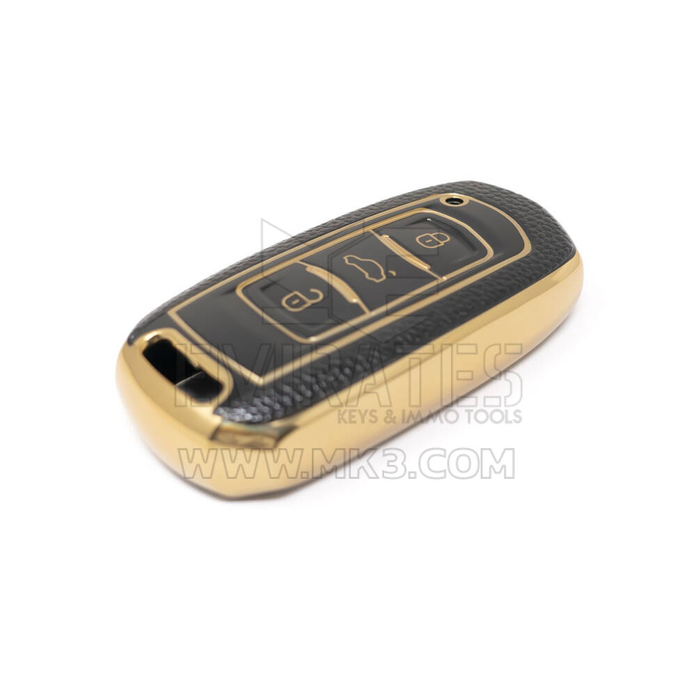 جديد ما بعد البيع نانو غطاء جلد ذهبي عالي الجودة لجيلي مفتاح بعيد 3 أزرار لون أسود GL-A13J | مفاتيح الإمارات