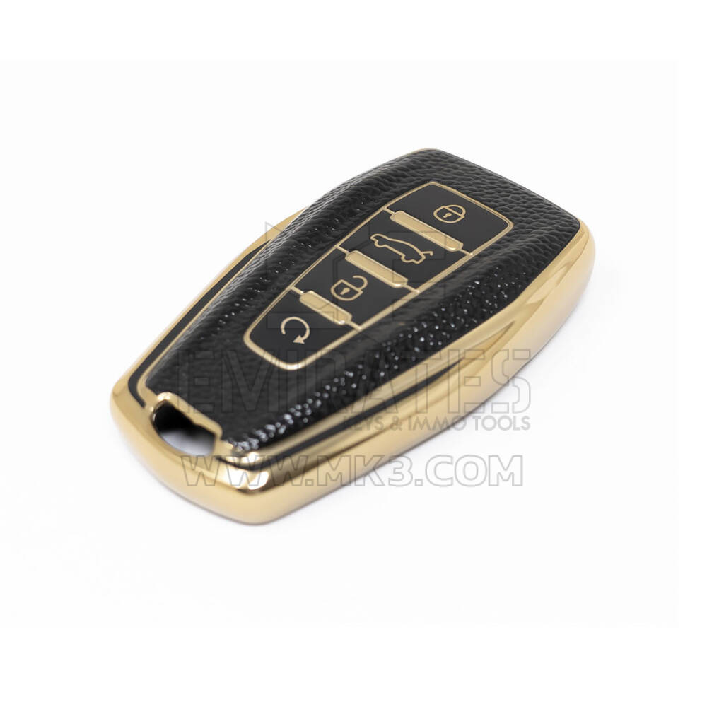 Novo aftermarket nano capa de couro dourado de alta qualidade para chave remota geely 4 botões cor preta GL-B13J4A Chaves dos Emirados