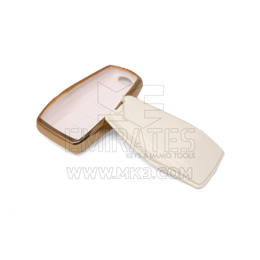 New Aftermarket Nano High Quality Gold Leather Cover For Geely Remote Key 4 Buttons White Color GL-B13J4A | Emirates Keys