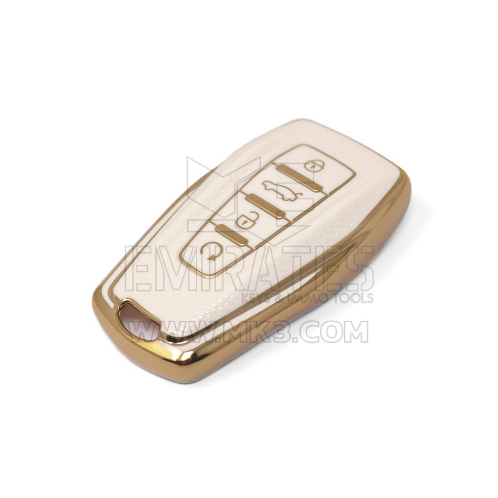 Nueva funda de cuero dorado Nano de alta calidad para mando a distancia Geely, 4 botones, Color blanco, GL-B13J4A | Cayos de los Emiratos