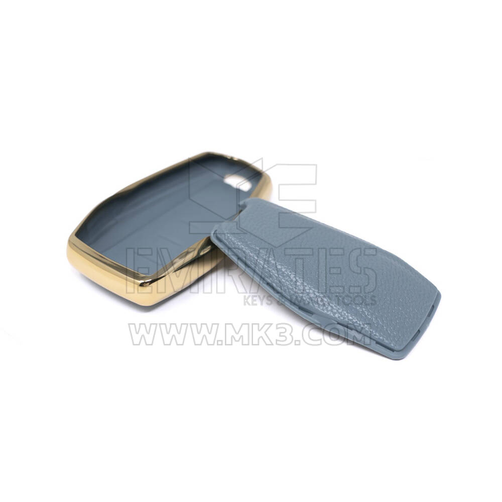 New Aftermarket Nano High Quality Gold Leather Cover For Geely Remote Key 4 Buttons Gray Color GL-B13J4A | Emirates Keys