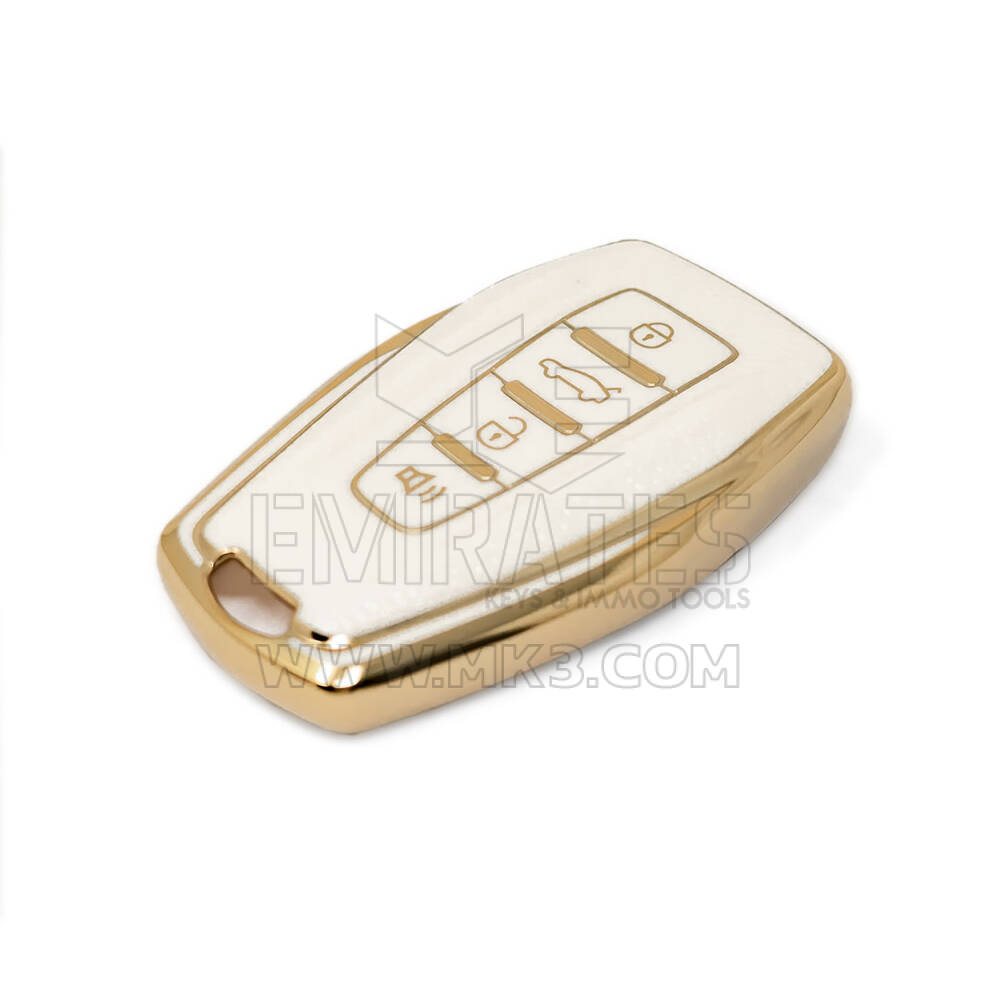 Novo aftermarket nano capa de couro dourado de alta qualidade para chave remota geely 4 botões cor branca GL-B13J4B Chaves dos Emirados
