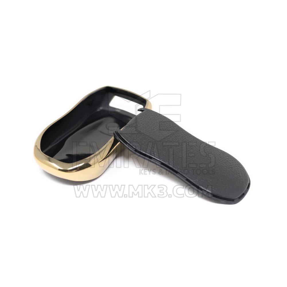 New Aftermarket Nano High Quality Gold Leather Cover For Geely Remote Key 4 Buttons Black Color GL-C13J | Emirates Keys