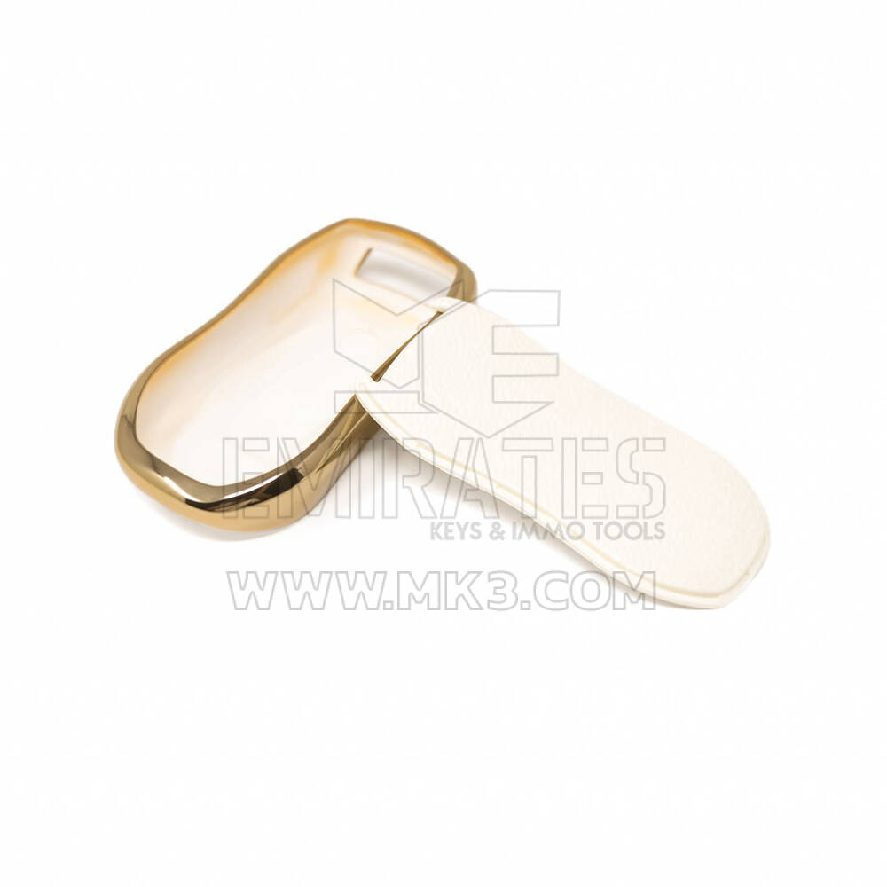 New Aftermarket Nano High Quality Gold Leather Cover For Geely Remote Key 4 Buttons White Color GL-C13J | Emirates Keys