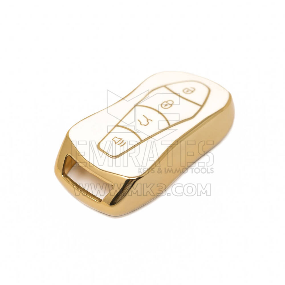 Housse en cuir doré de haute qualité pour clé télécommande Geely, 4 boutons, couleur blanche, GL-C13J | Clés des Émirats