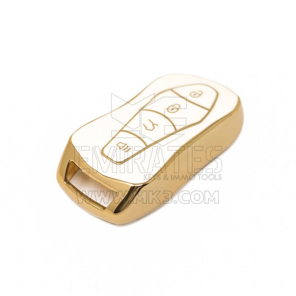 New Aftermarket Nano High Quality Gold Leather Cover For Geely Remote Key 4 Buttons White Color GL-C13J | Emirates Keys