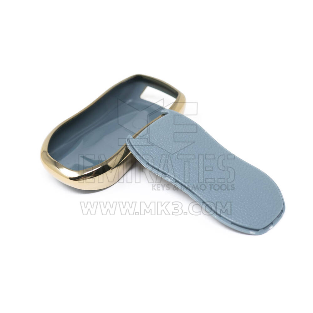 New Aftermarket Nano High Quality Gold Leather Cover For Geely Remote Key 4 Buttons Gray Color GL-C13J | Emirates Keys