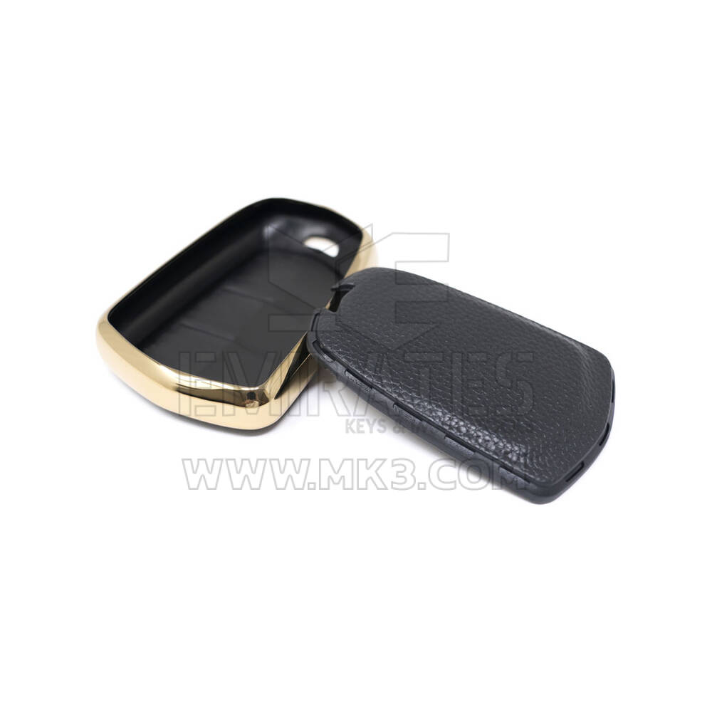 New Aftermarket Nano High Quality Gold Leather Cover For Cadillac Remote Key 4 Buttons Black Color CDLC-A13J4 | Emirates Keys