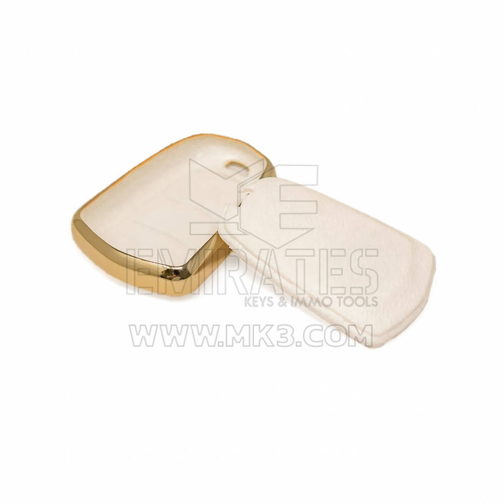 New Aftermarket Nano High Quality Gold Leather Cover For Cadillac Remote Key 4 Buttons White Color CDLC-A13J4 | Emirates Keys