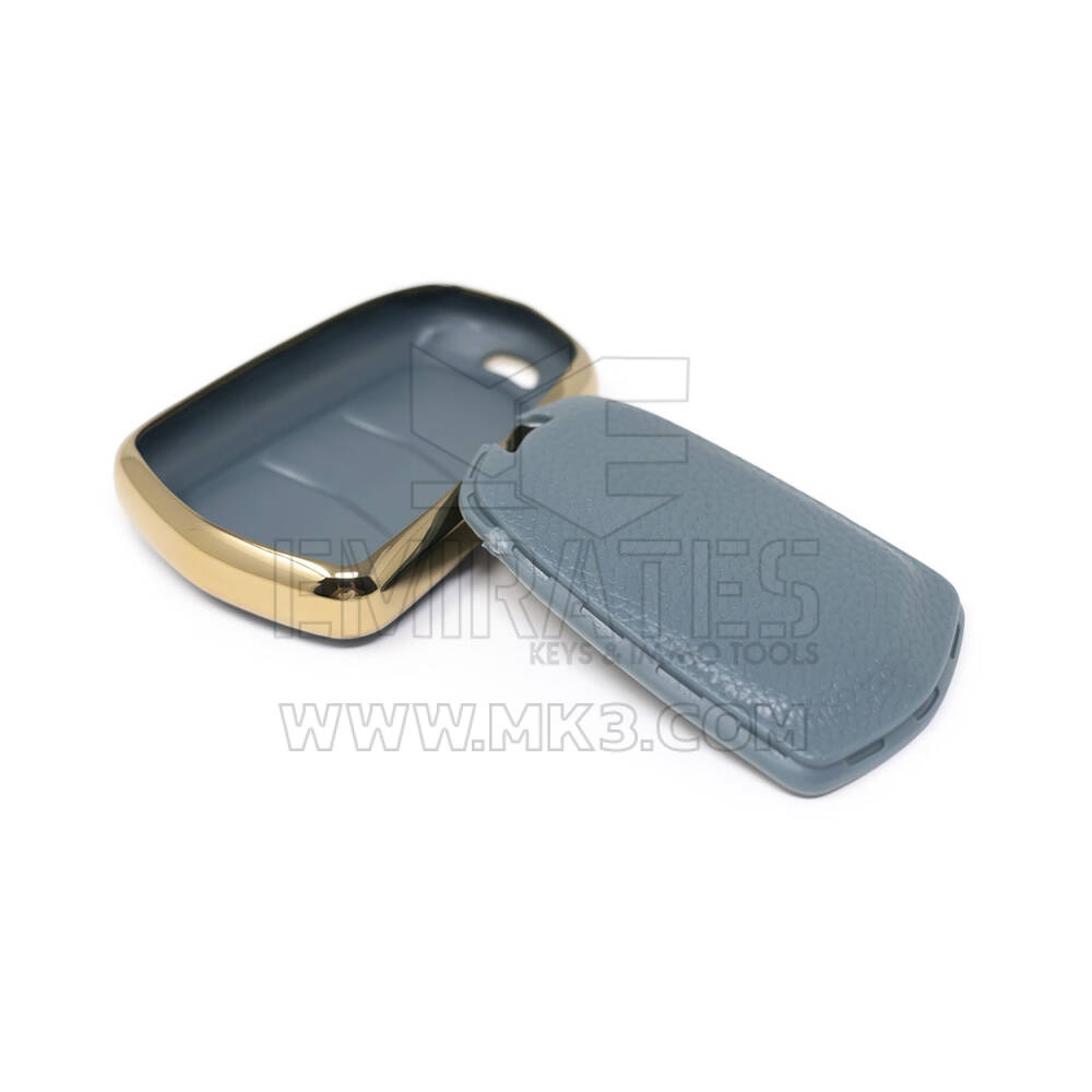 New Aftermarket Nano High Quality Gold Leather Cover For Cadillac Remote Key 4 Buttons Gray Color CDLC-A13J4 | Emirates Keys