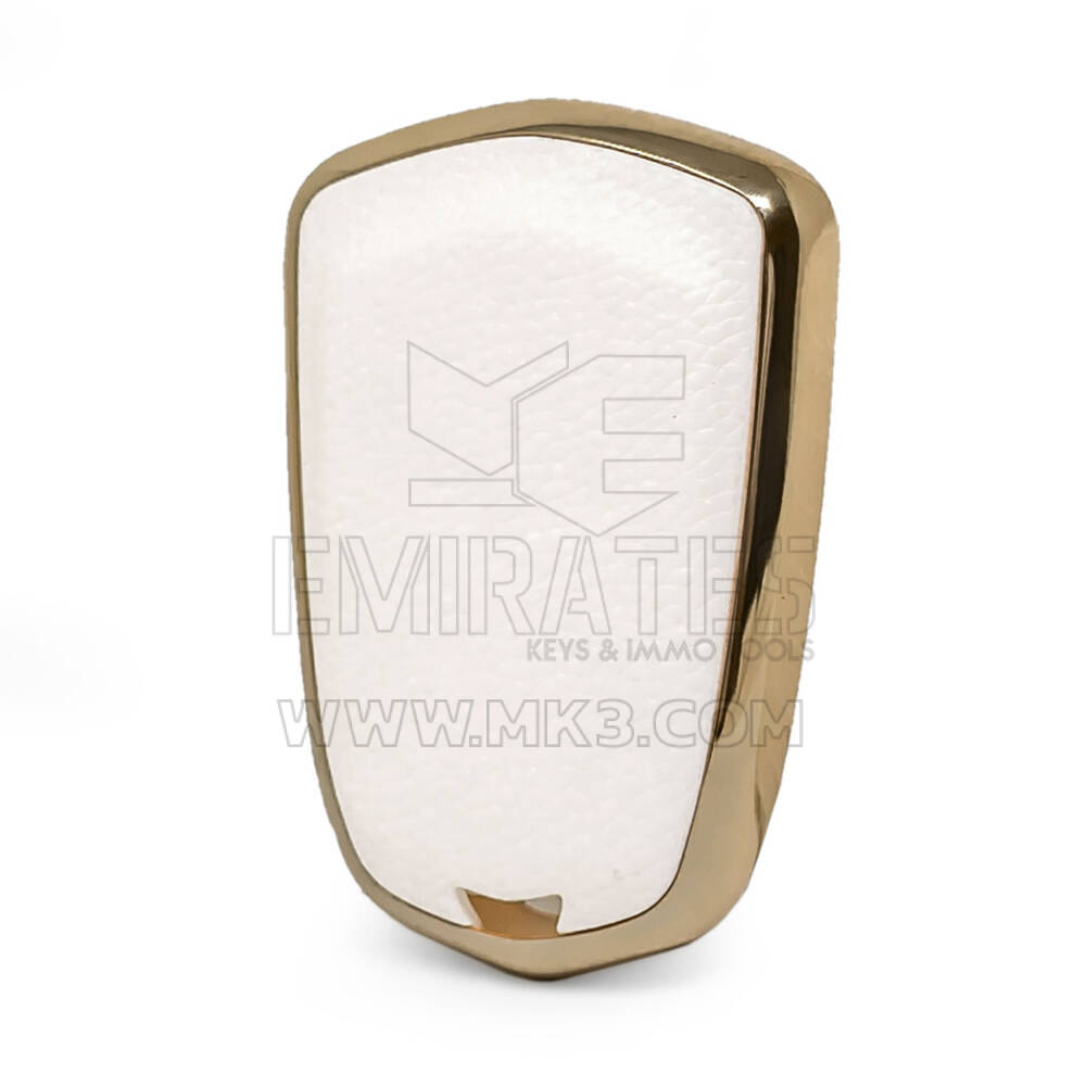 Nano Gold Leather Cover Cadillac Key 5B White CDLC-A13J5 | MK3