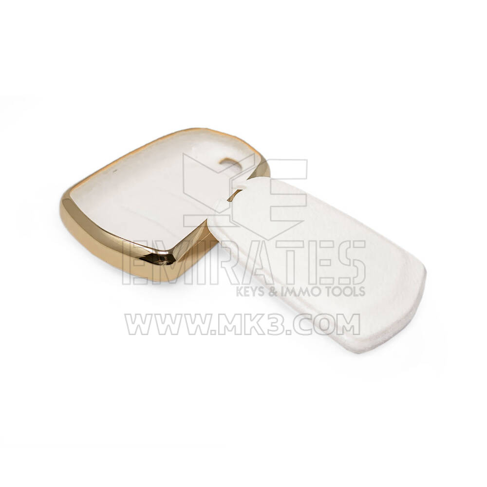 New Aftermarket Nano High Quality Gold Leather Cover For Cadillac Remote Key 5 Buttons White Color CDLC-A13J5 | Emirates Keys