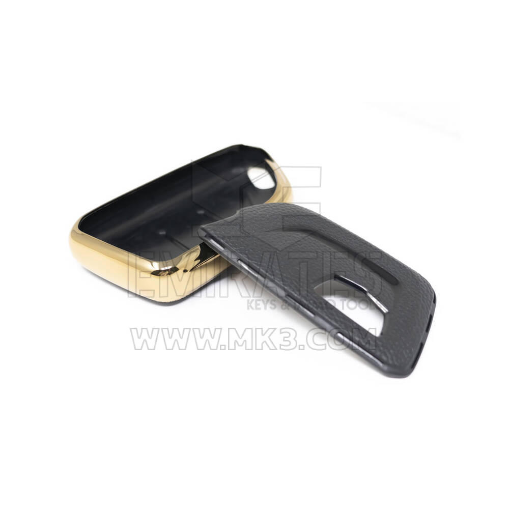 New Aftermarket Nano High Quality Gold Leather Cover For Cadillac Remote Key 5 Buttons Black Color CDLC-B13J | Emirates Keys