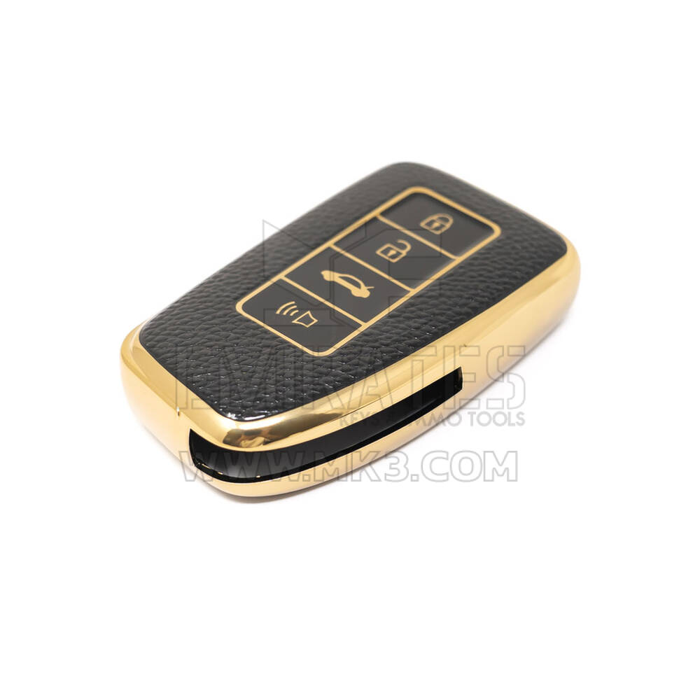 Novo aftermarket nano capa de couro dourado de alta qualidade para chave remota lexus 4 botões cor preta LXS-A13J4 Chaves dos Emirados