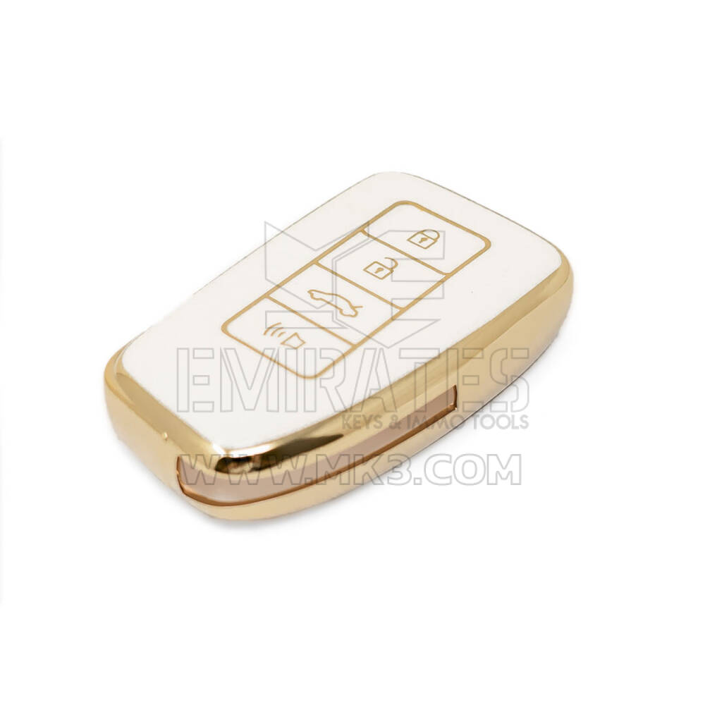 غطاء جلد ذهبي نانو ما بعد البيع جديد عالي الجودة لمفتاح لكزس البعيد 4 أزرار لون أبيض LXS-A13J4 | مفاتيح الإمارات