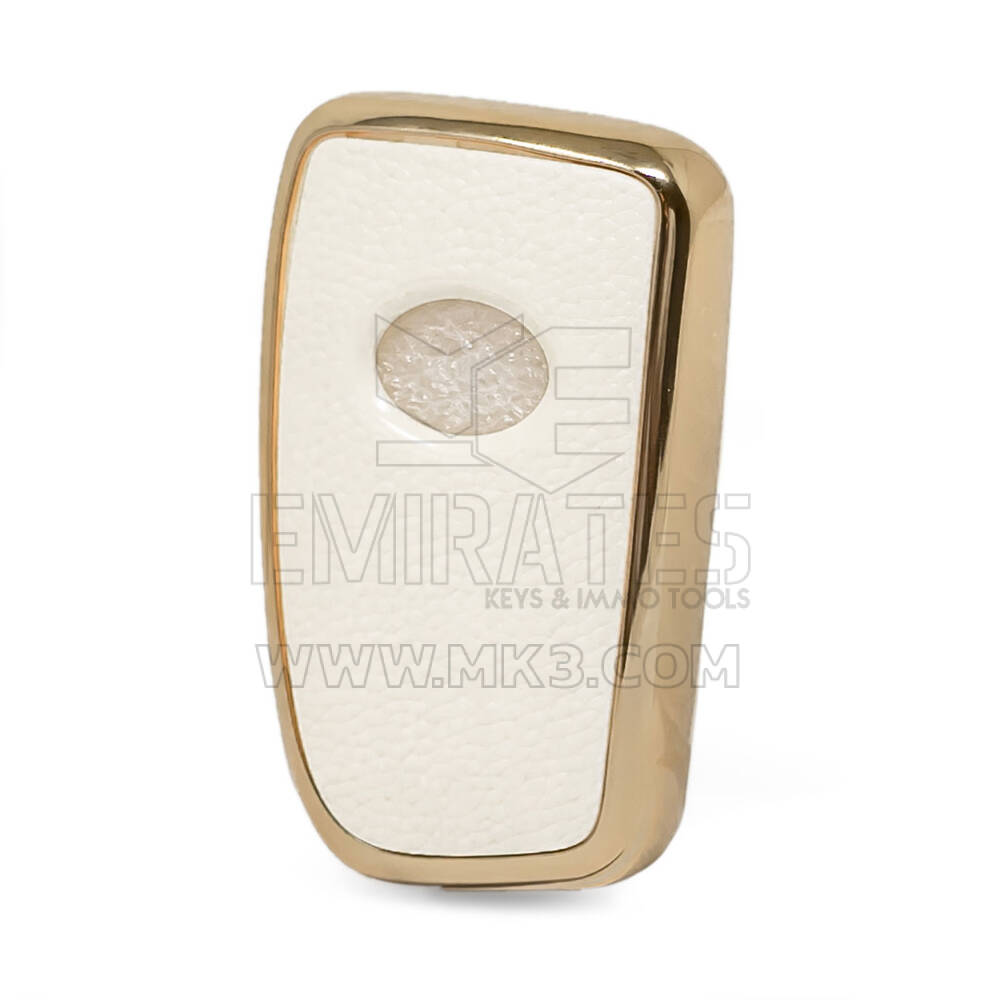 Кожаный чехол с нано-золотым покрытием для дистанционного ключа Lexus 4B, белый LXS-A13J4 | МК3