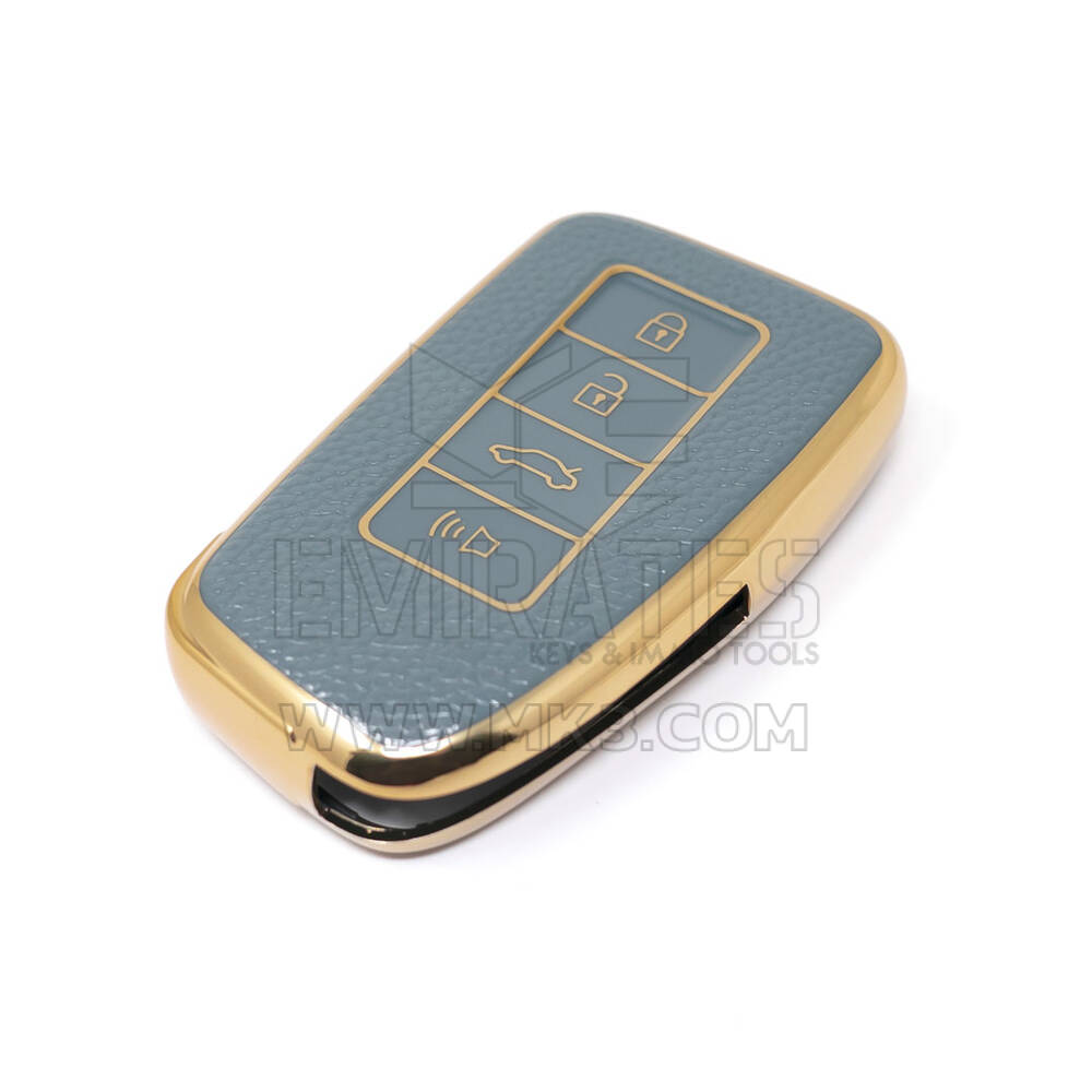 Housse en cuir doré de haute qualité pour clé télécommande Lexus, 4 boutons, couleur grise, nouveau marché secondaire, LXS-A13J4 | Clés des Émirats